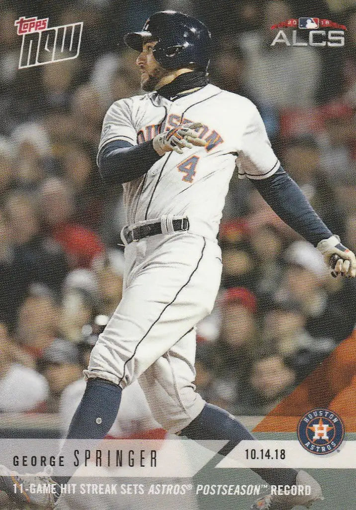 Baseball card of Houston Astros player George Springer RBI double marks longest hit streak