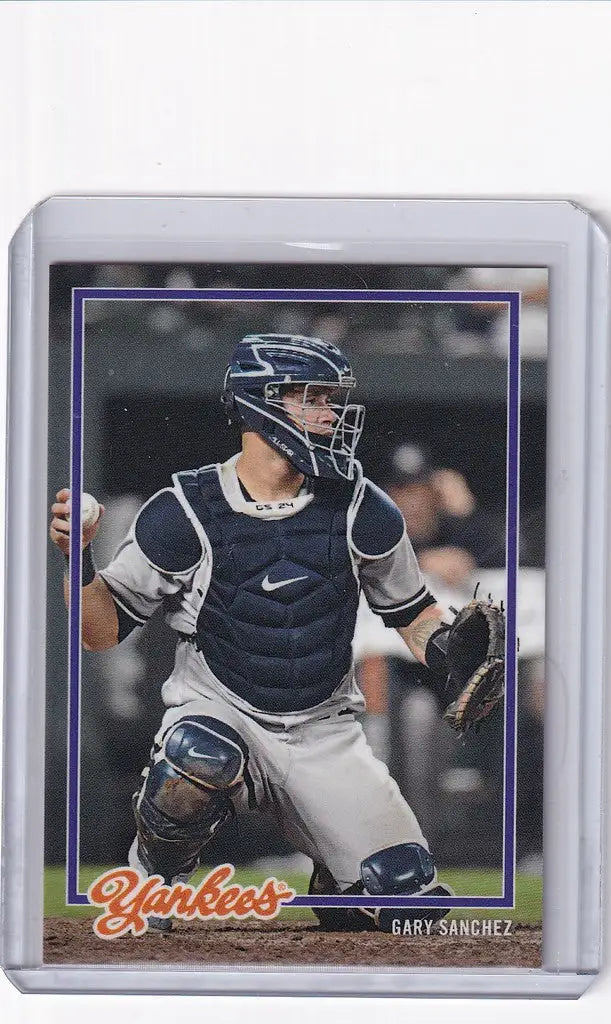 Baseball trading card of Gary Sanchez in Yankees uniform from 2018 Topps On Demand