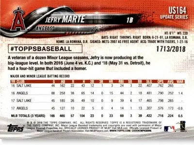 2018 Topps Update #US164 Jefry Marte Gold #/2018 - Baseball Card Single