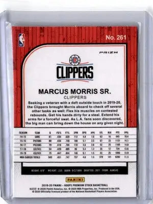 2019-20 Hoops Premium Stock #261 Marcus Morris Sr. Prizms Green - Basketball Card Single