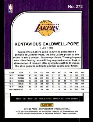 2019-20 Hoops Premium Stock #272 Kentavious Caldwell-Pope - Basketball Card Single