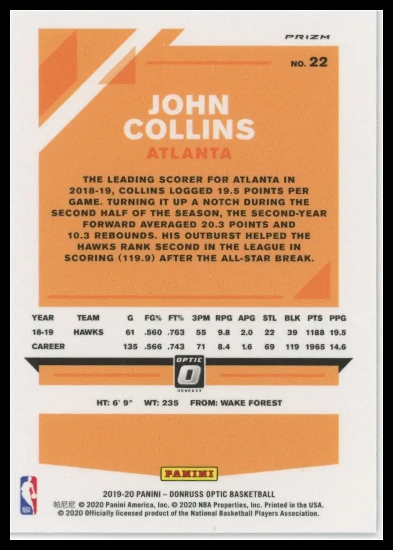 2019-20 Panini Donruss Optic - John Collins #22 Pink Hyper Prizm