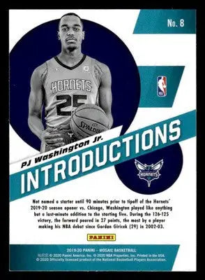 2019-20 Panini Mosaic #8 PJ Washington Jr. Introductions - Basketball Card Single