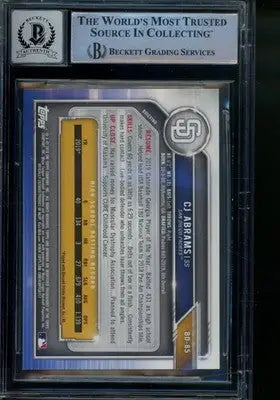 2019 Bowman Draft CJ Abrams #BD-85 Auto 10 Baseball - Baseball Card Single