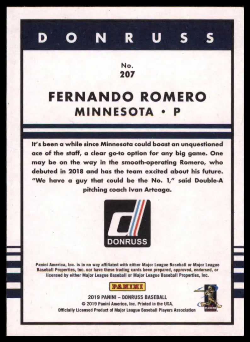2019 Donruss - Independence Day Fernando Romero 207 Minnesota Twins NM - Baseball Card Single