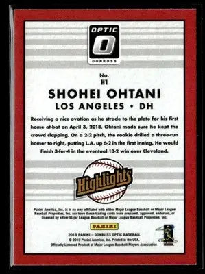 2019 Donruss Optic #H1 Shohei Ohtani Highlights
