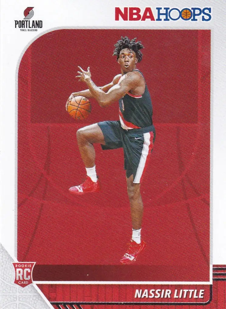 Basketball player in Portland Trail Blazers uniform for Hoops Nassir Little RC trading card