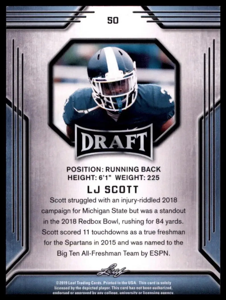 2019 Leaf Draft - L.J. Scott #50 (RC) - Football Card Single