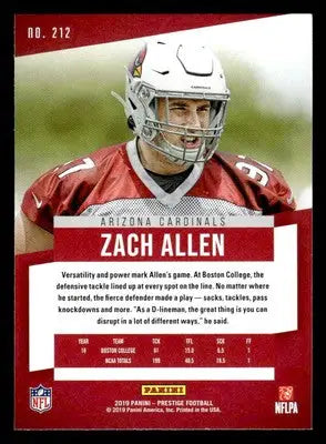 2019 Panini Prestige #212 Zach Allen Xtra Points Green - Football Card Single