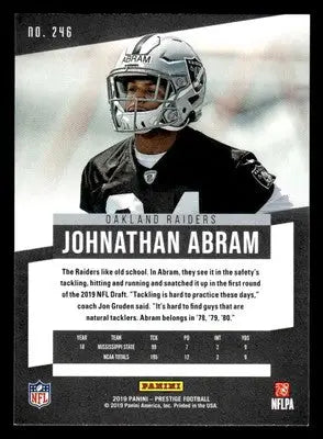 2019 Panini Prestige #246 Johnathan Abram Xtra Points Green - Football Card Single