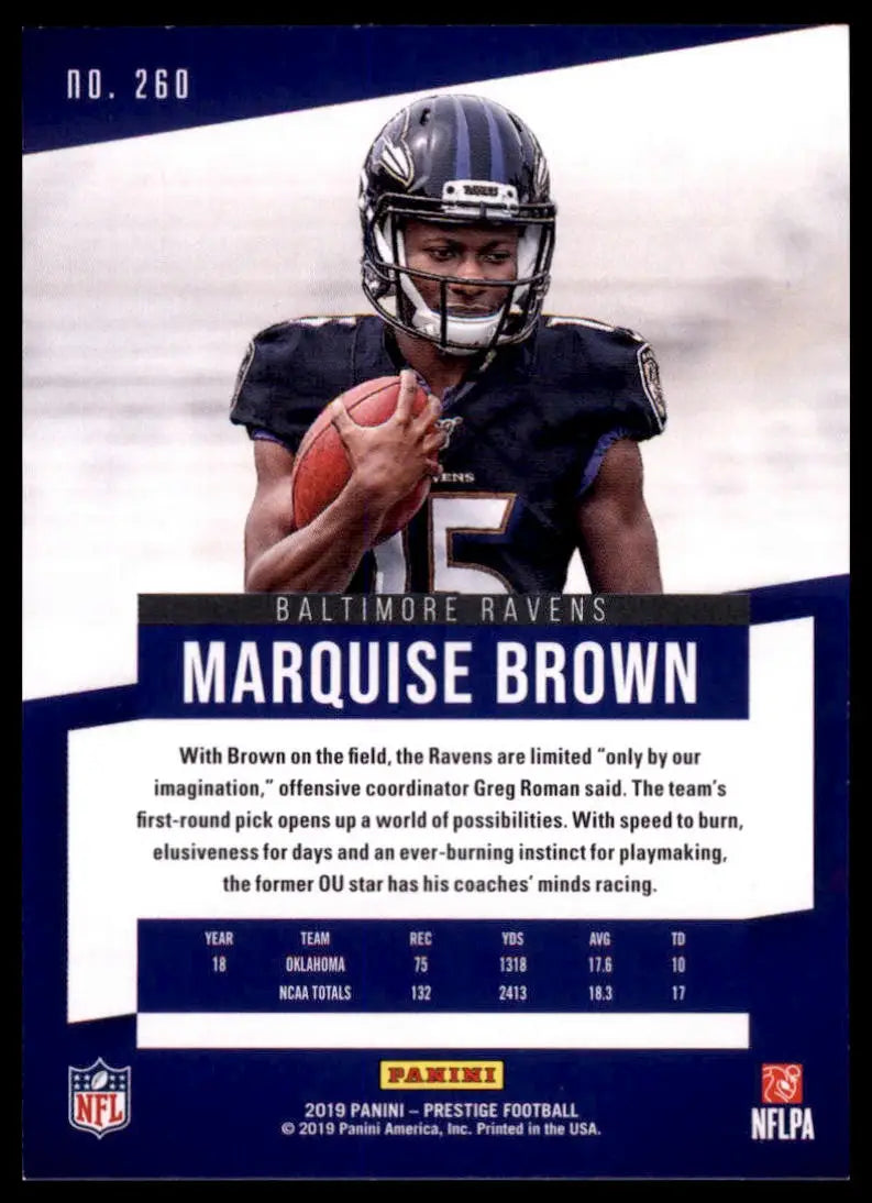 2019 Panini Prestige Marquise Brown RC 260 Baltimore Ravens NM - Football Card Single