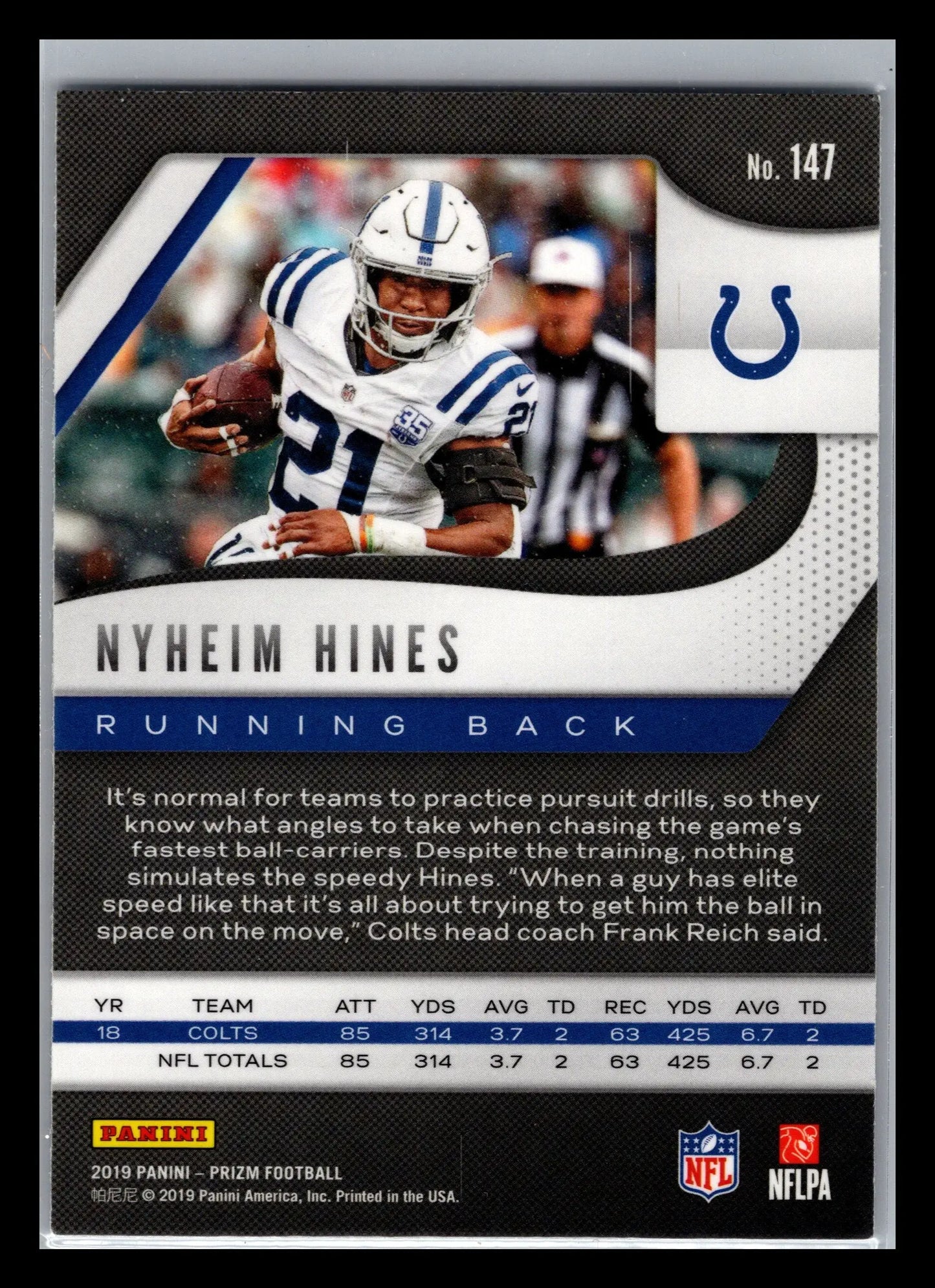 2019 Panini Prizm #147 Nyheim Hines Indianapolis Colts - Football Card Single