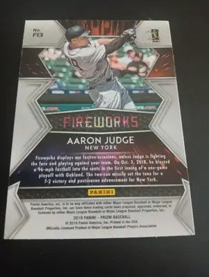 2019 Panini Prizm - Fireworks Aaron Judge #F13. NY Yankees. NRMT+ - Baseball Card Single