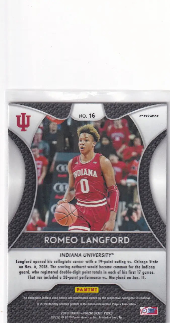 2019 PRIZM DRAFT PICK #16 ROMEO LANGFORD PINK PULSAR- INDIANA - Basketball Card Single