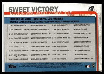 2019 Topps #549 Sweet Victory - Baseball Card Single