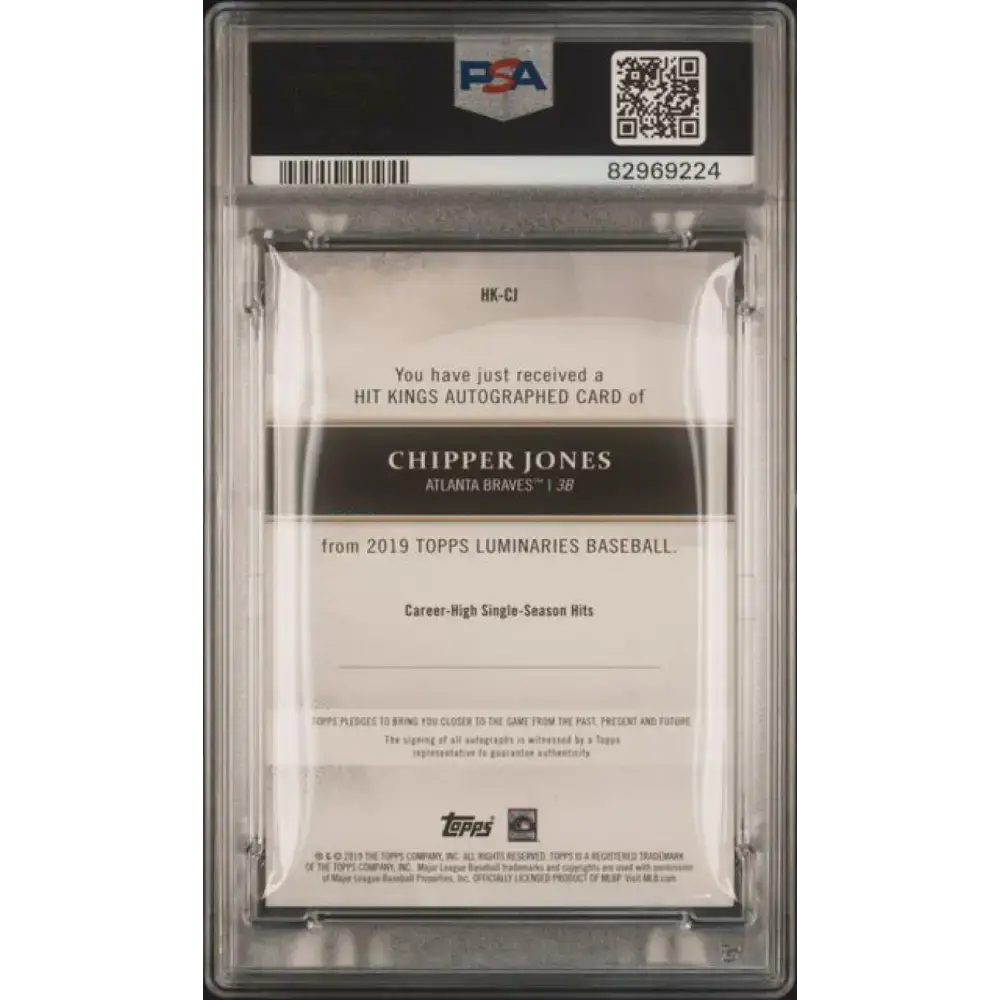 2019 Topps Luminaries Hit Kings Blue #HK-CJ Chipper Jones PSA 8 NM-MT Auto 2/5 Atlanta Braves Baseball Card - Baseball