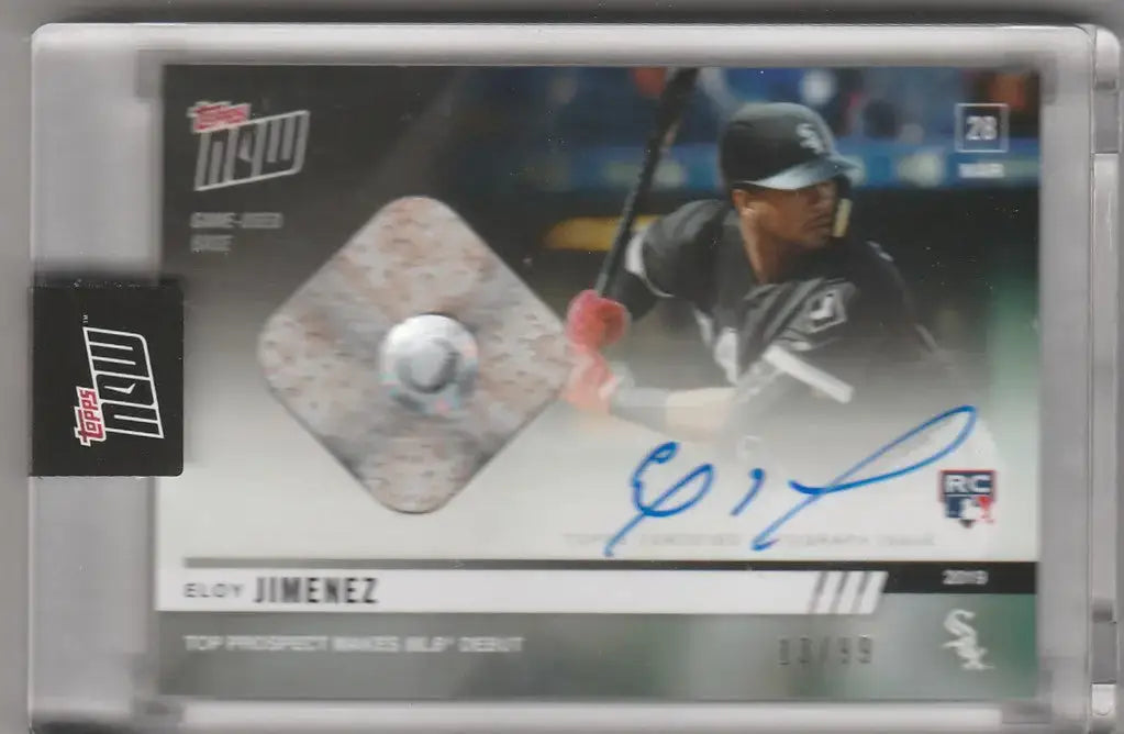 2019 Topps Now #17A Auto Base Relic Eloy Jimenez Top Prospect Makes Debut 13/99 - Baseball Card Single
