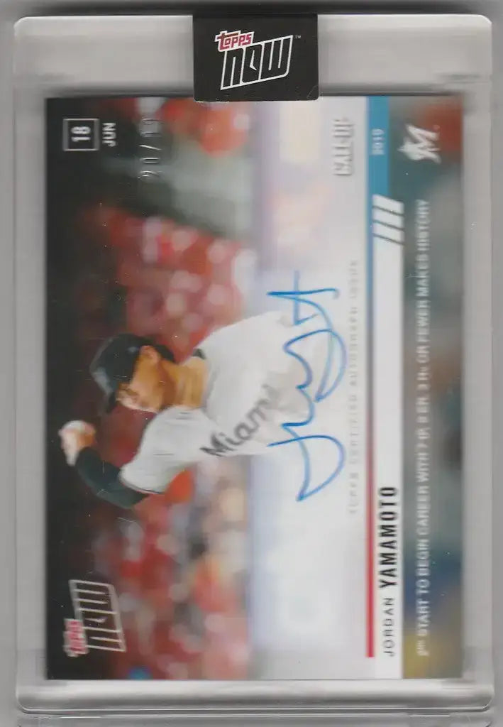 2019 Topps Now #396A Jordan Yamamoto Auto call up 20/99 Miami - Baseball Card Single