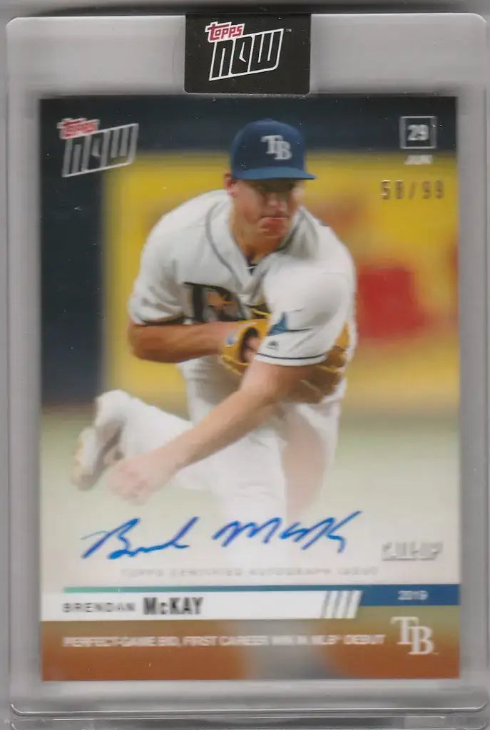 2019 Topps Now Auto 453A Brendan McKay Perfect Game Bid Tampa Bay Rays 58/99 - Baseball Card Single