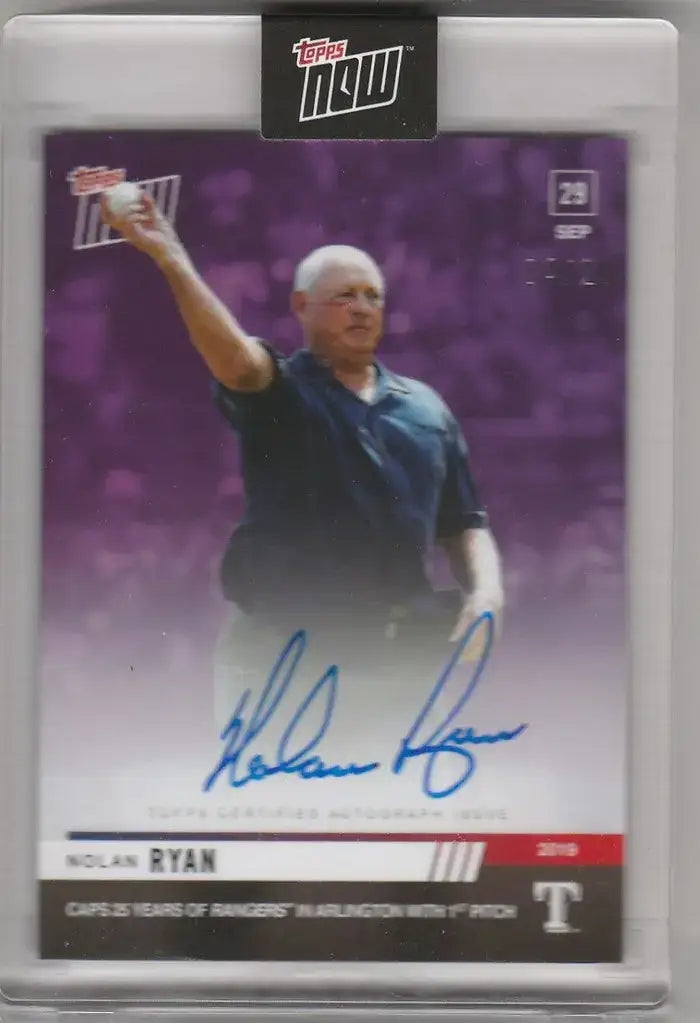 2019 Topps Now Auto 918A Nolan Ryan Texas Rangers 4/25 Purple - Baseball Card Single