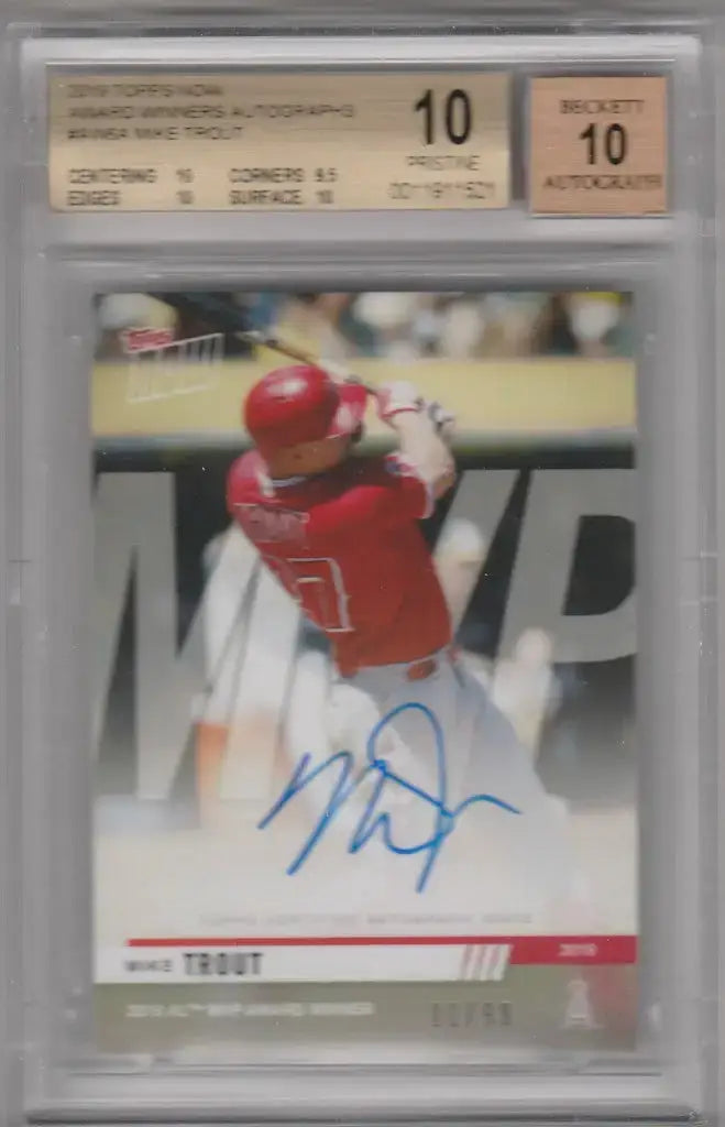 2019 Topps Now Award Winners AW6A Autographs Mike Trout BGS 10 11/99 Angels - Baseball Card Single