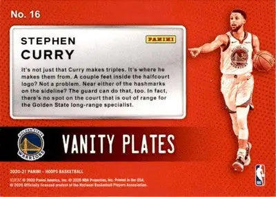 2020-21 Hoops Winter #16 Stephen Curry Vanity Plates - Basketball Card Single