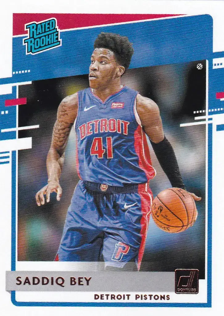 2020-21 NBA Hoops #210 Saddiq Bey Rated Rookie RC Detroit Pistons - Basketball Card Single
