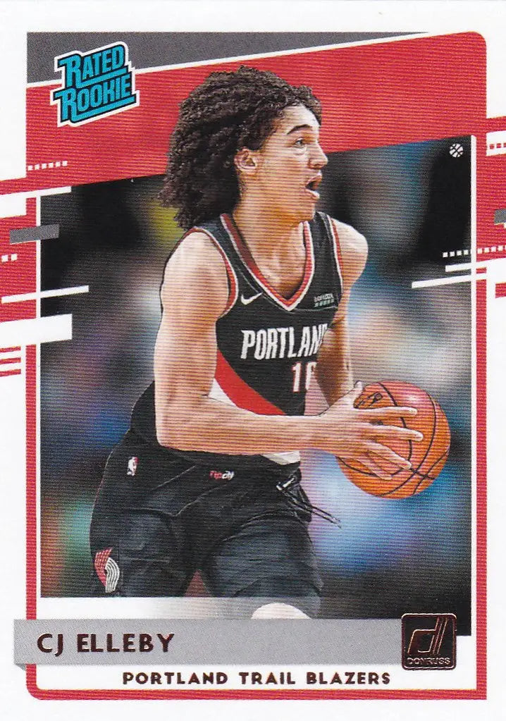 Basketball trading card of CJ Elleby, Rated Rookie for the Portland Trail Blazers, NBA Hoops
