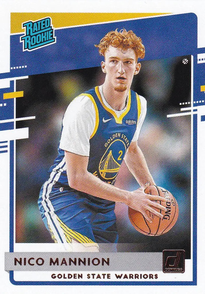 Basketball trading card of Nico Mannion Rated Rookie for Golden State Warriors NBA Hoops