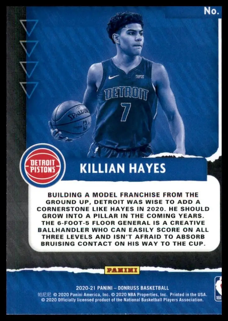 2020-21 Panini Donruss Great X-Pectations Killian Hayes Rookie #7 Pistons Card