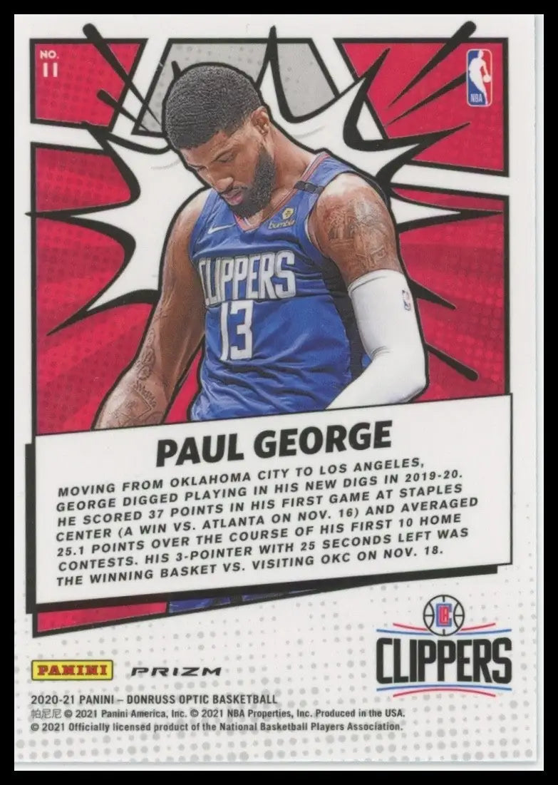 2020-21 Panini Donruss Optic - My House! Paul George #11 Purple Prizm - Basketball Card Single