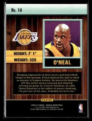 2020-21 Panini Mosaic #14 Shaquille O’Neal Jam Masters Los Angeles Lakers - Basketball Card Single
