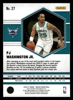 2020-21 Panini Mosaic #27 PJ Washington Jr. Base Charlotte Hornets - Basketball Card Single