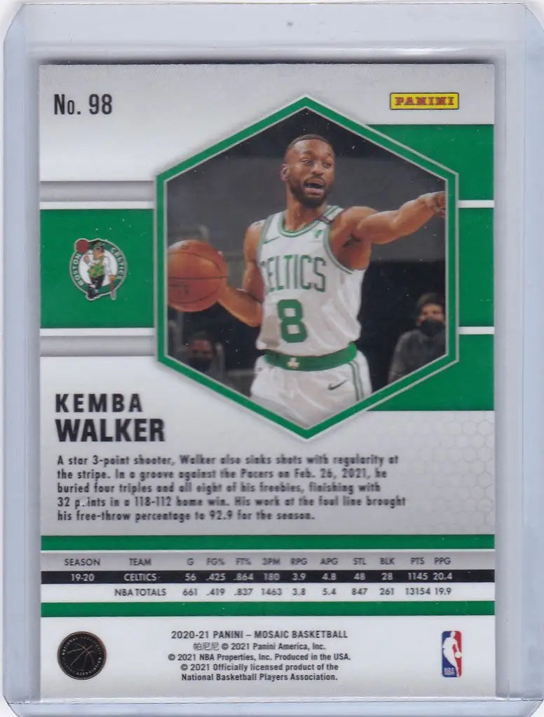 Basketball trading card of Kemba Walker Boston Celtics 2020-21 Panini Mosaic #98