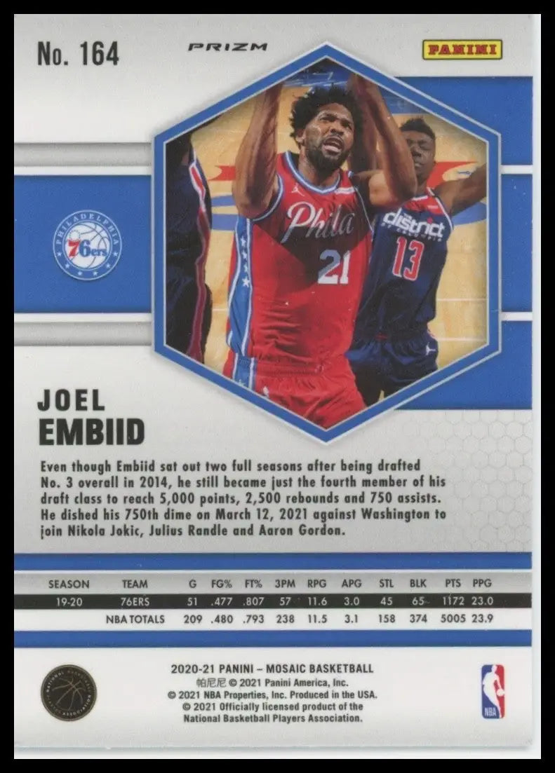 2020-21 Panini Mosaic Pink Camo Joel Embiid #164 Philadelphia 76ers Basketball - Basketball Card Single