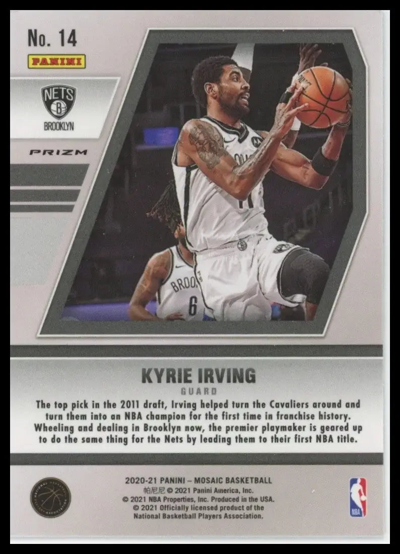 2020-21 Panini Mosaic Will to Win Silver Mosaic Kyrie Irving #14 Brooklyn Nets - Basketball Card Single