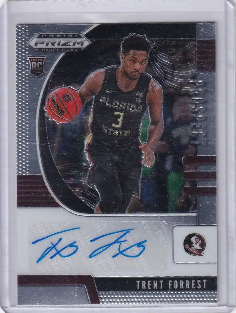 Basketball trading card of Trent Forrest, Florida State, Panini Prizm Auto PATF