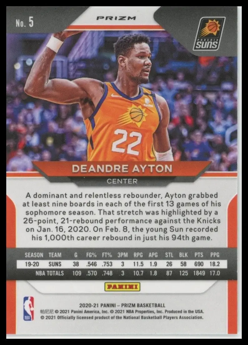 2020-21 Panini Prizm - DeAndre Ayton #5 Silver Prizm - Basketball Card Single