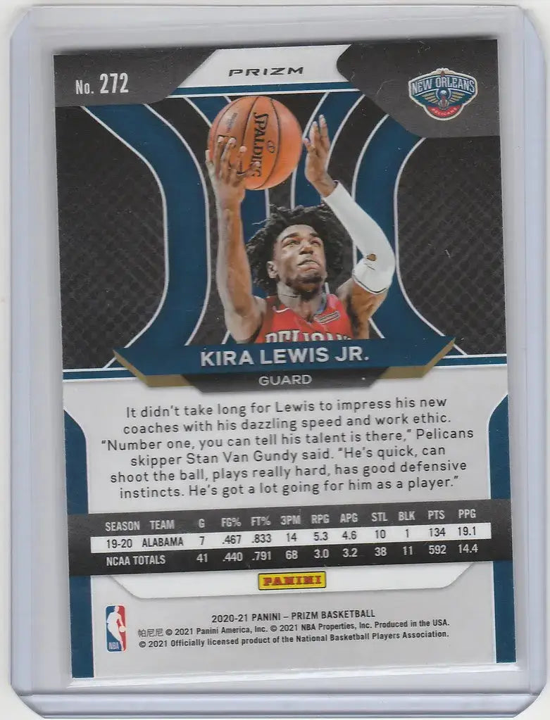 2020-21 Panini Prizm Silver #272 Kira Lewis Jr New Orleans Pelicans - Basketball Card Single