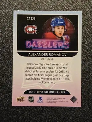 2020-21 Upper Deck #DZ-124 Alexander Romanov Dazzlers Orange - Hockey Card Single