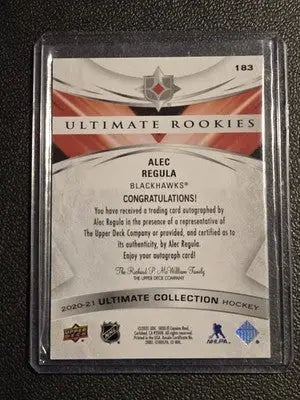 2020-21 Upper Deck Ultimate Collection #183 Alec Regula #/299 - Hockey Card Single