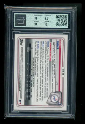 2020 Bowman Draft Chrome Blue Refractor Bobby Miller #BD-38 Arena Club 10 - Baseball Card Single
