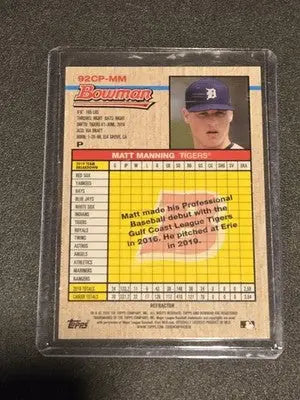 2020 Bowman Heritage #92CP-MM Matt Manning Chrome Prospects Refractor #/199 - Baseball Card Single