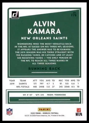 2020 Donruss Alvin Kamara 176 New Orleans Saints - Football Card Single