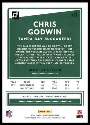 2020 Donruss Chris Godwin 232 Tampa Bay Buccaneers - Football Card Single