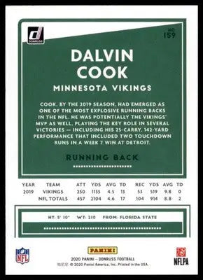 2020 Donruss Dalvin Cook 159 Minnesota Vikings - Football Card Single