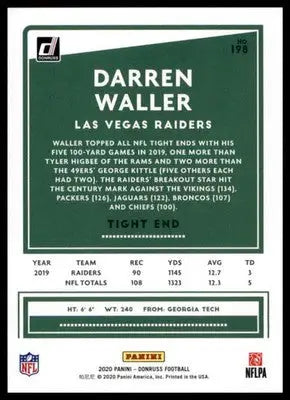 2020 Donruss Darren Waller 198 Las Vegas Raiders - Football Card Single