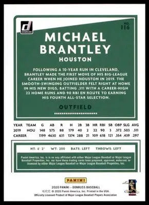 2020 Donruss - Holo Orange Michael Brantley 116 Houston Astros Baseball NM - Baseball Card Single