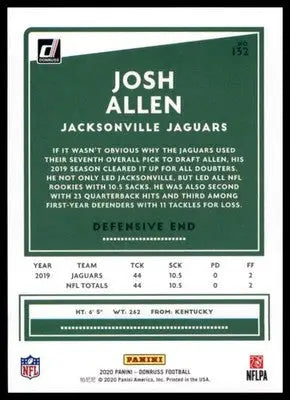 2020 Donruss Josh Allen 132 Jacksonville Jaguars - Football Card Single