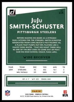 2020 Donruss JuJu Smith-Schuster 214 Pittsburgh Steelers - Football Card Single